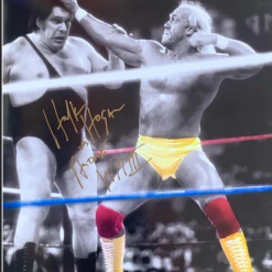Hogan's Beach Shop AUTOGRAPHED POSTERS Hulk & Andre Black & White Signed Poster 16X20