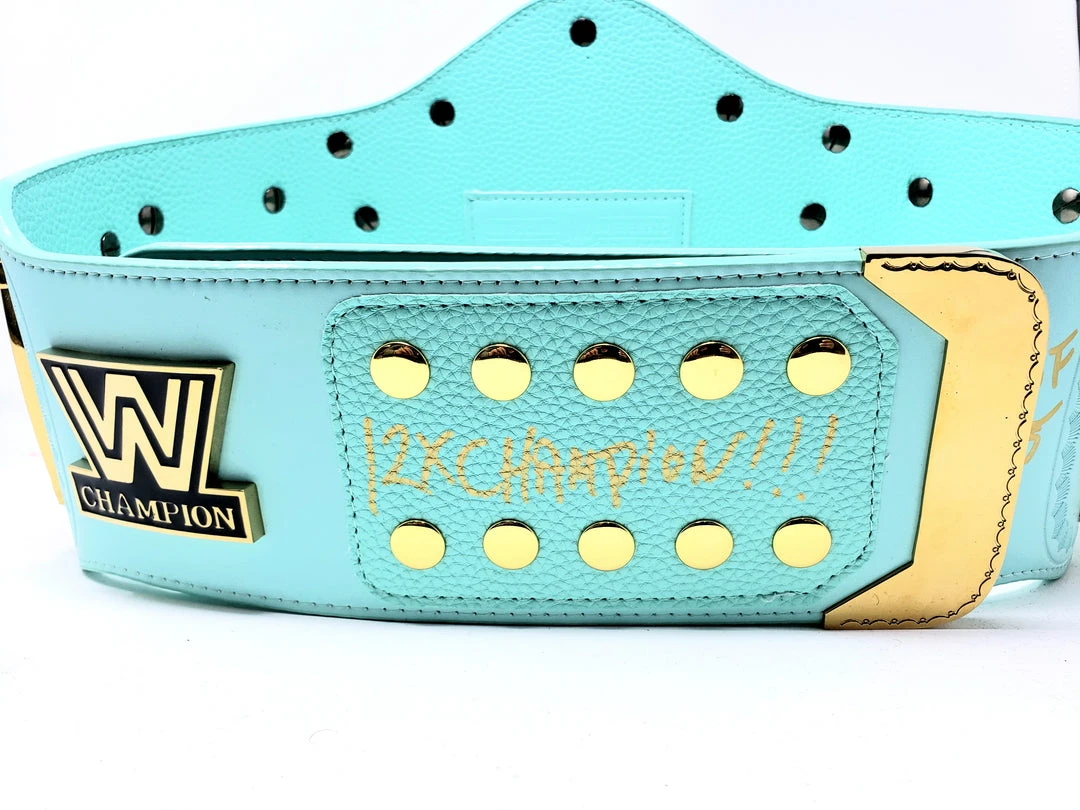 Hogan's Beach Shop WWE Replica Signed Blue Winged Eagle Championship Title Belt 2 Hogan's Beach Shop WWE Replica Signed Blue Winged Eagle Championship Title Belt