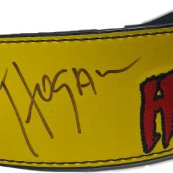 Hogan's Beach Shop Yellow Hulkamania Signed Weight Belt 5 Hogan's Beach Shop Yellow Hulkamania Signed Weight Belt
