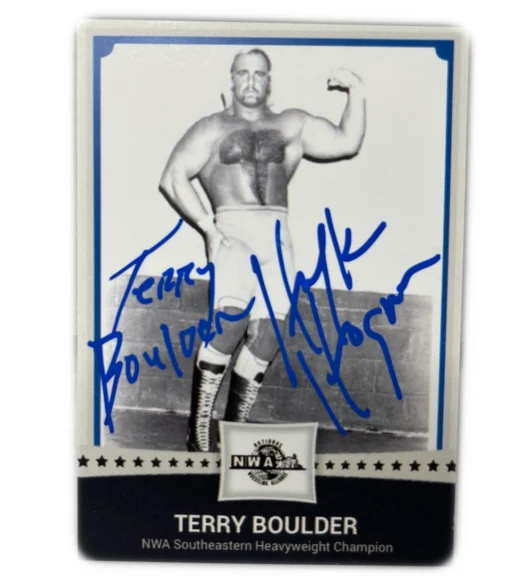 Hogan's Beach Shop TRADING CARDS Signed 1979 "Terry Boulder" NWA Southeast Heavy Weight Champion Card 5 Hogan's Beach Shop TRADING CARDS Signed 1979 "Terry Boulder" NWA Southeast Heavy Weight Champion Card